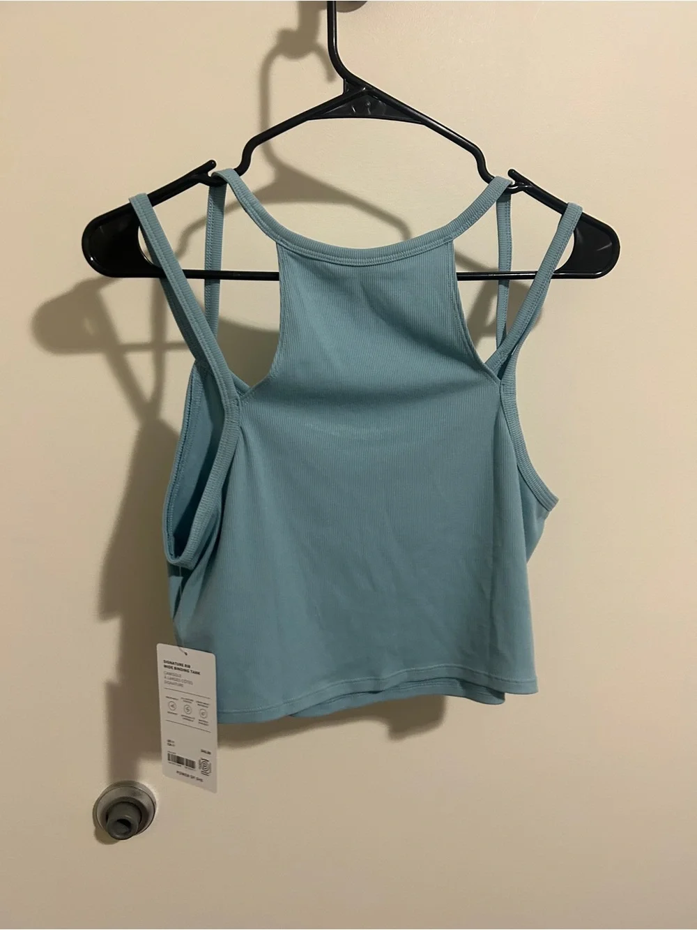 New! Athleta Light Blue Signature Rub Wide Binding Tank Crop Tank Medium NWT - Picture 4 of 4